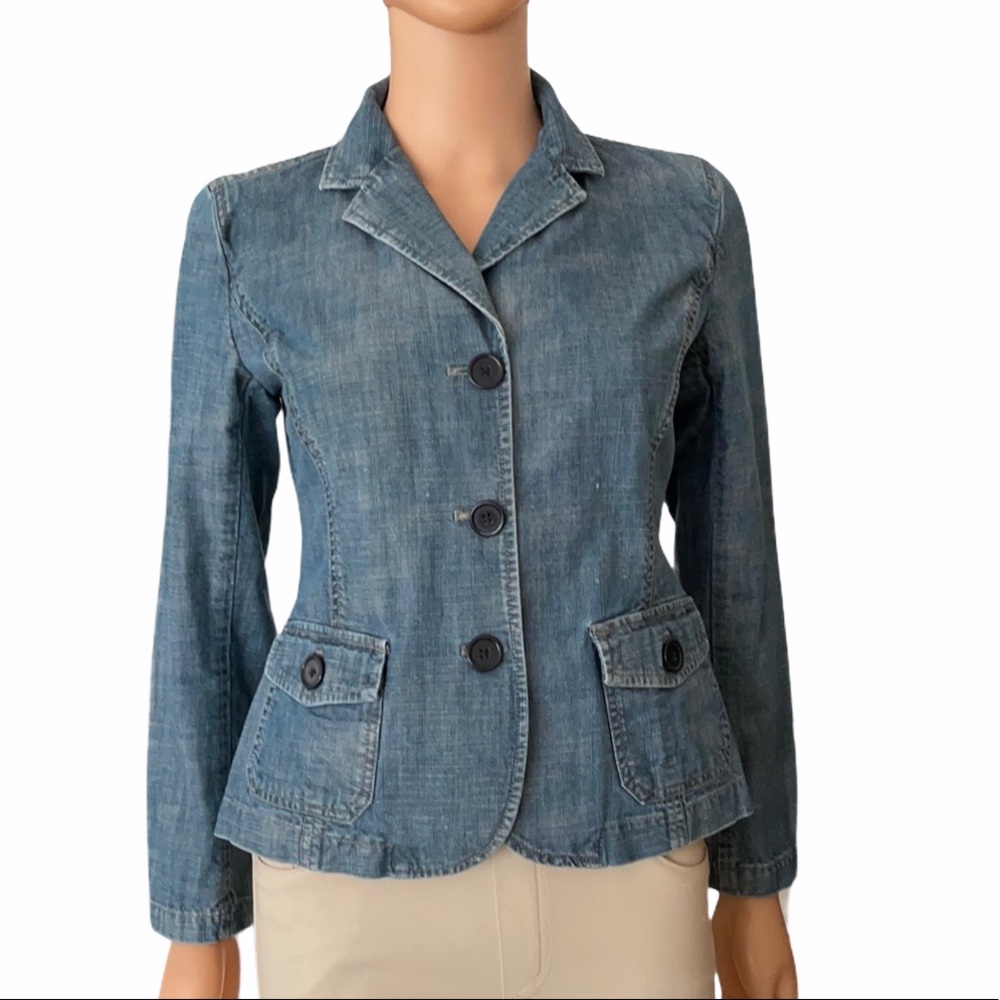 Talbots classic blue jean cotton denim jacket